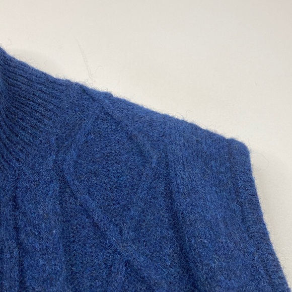 Aran Woolen Mills Sweater Vest Mens XL Blue Wool Cable Knit Cotton Lining - Picture 6 of 16
